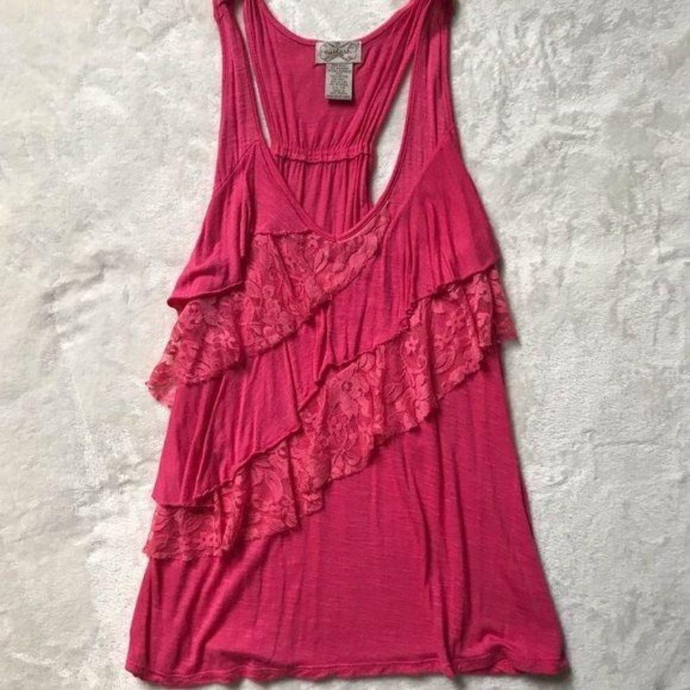 Eyelash Couture Ruffle Tank Top Pink Small - Picture 9 of 9